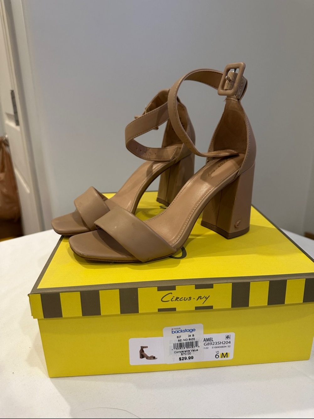 Circus by Sam Edelman Tan Block Heel Ankle Strap Sandals